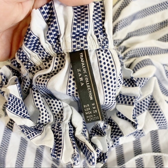ZARA Trafaluc Collection Off Shoulder Stripe Crop Top Women’s Size Medium - Picture 4 of 5
